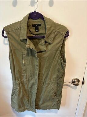 H&M Olive Utility Vest with Collar